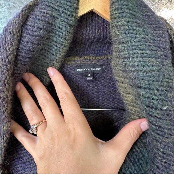 Wool blend Medium Shawl Collar Cable Knit Pullover Sweater Multicolor Ombre Cozy - Picture 3 of 9